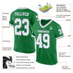 Customizable Grass Green White-Gray Mesh Throwback Football Jersey with Personalized Name and Number Personalized Grass Green