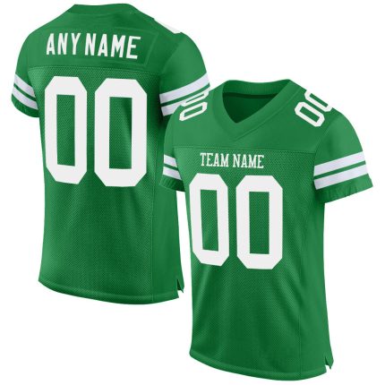 Customizable Grass Green Football Jersey with White Mesh - Personalized Name & Number Personalized Grass Green White Mesh