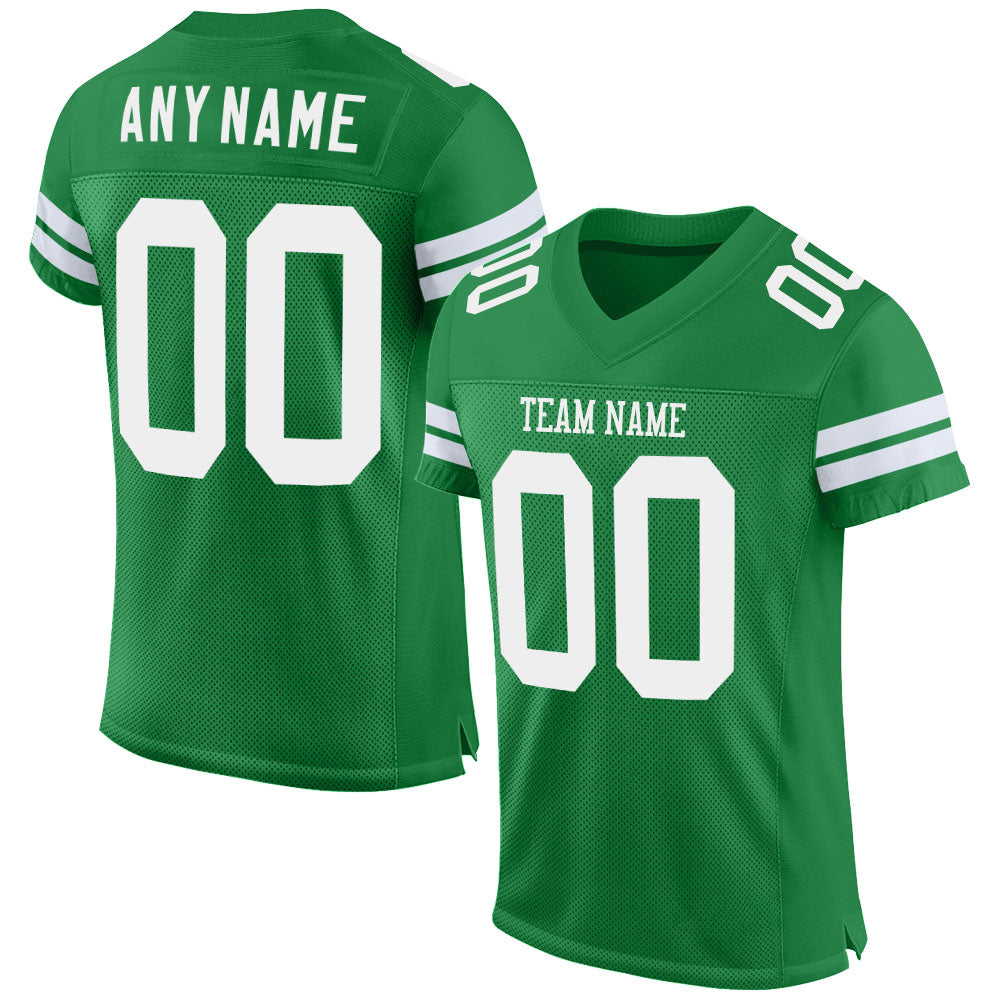 Customizable Grass Green Football Jersey with White Mesh - Personalized Name & Number Personalized Grass Green White Mesh