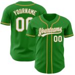 Custom Grass Green and White Authentic Baseball Jersey with Personalized Name and Number - Team Gear Personalized Grass Green