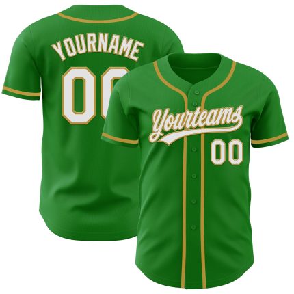 Custom Grass Green and White Authentic Baseball Jersey with Personalized Name and Number - Team Gear Personalized Grass Green