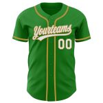 Custom Grass Green and White Authentic Baseball Jersey with Personalized Name and Number - Team Gear Personalized Grass Green