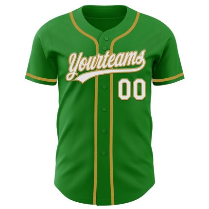 Custom Grass Green and White Authentic Baseball Jersey with Personalized Name and Number - Team Gear Personalized Grass Green