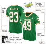 Customizable Grass Green White-Old Gold Football Jersey with Personalized Name and Number - Authentic Throwback Style Personalized