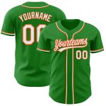 Custom Name & Number Baseball Jersey - Personalized Grass Green & White-Orange Team Jersey Personalized Grass Green White-Orange