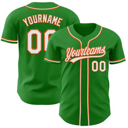Custom Name & Number Baseball Jersey - Personalized Grass Green & White-Orange Team Jersey Personalized Grass Green White-Orange