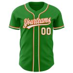 Custom Name & Number Baseball Jersey - Personalized Grass Green & White-Orange Team Jersey Personalized Grass Green White-Orange