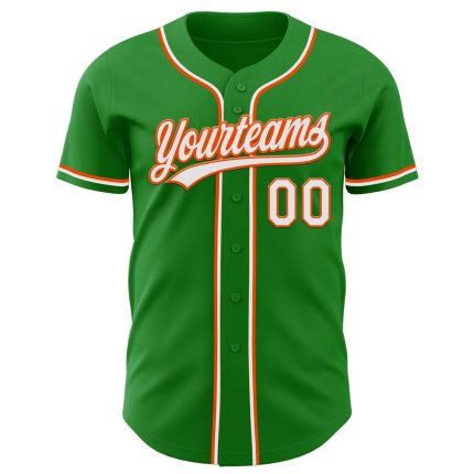 Custom Name & Number Baseball Jersey - Personalized Grass Green & White-Orange Team Jersey Personalized Grass Green White-Orange