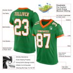 Personalized Green White-Orange Mesh Football Jersey - Authentic Style Personalized Grass Green White-Orange Mesh Authentic