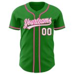 Personalized Custom Name and Number Baseball Jersey - Grass Green White-Pink Team Jersey Personalized Grass Green White-Pink