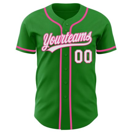 Personalized Custom Name and Number Baseball Jersey - Grass Green White-Pink Team Jersey Personalized Grass Green White-Pink
