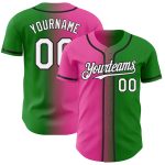 Custom Name Number Baseball Jersey - Authentic Gradient Grass Green White Pink Black Fashion Team Apparel Personalized Grass