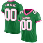 Personalized Grass Green White Pink Authentic Football Jersey for Men and Women Personalized Grass Green White-Pink Mesh