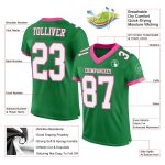 Personalized Grass Green White Pink Authentic Football Jersey for Men and Women Personalized Grass Green White-Pink Mesh