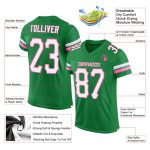 Custom Football Jersey with Personalized Name and Number - Grass Green White-Pink Mesh Personalized Grass Green White-Pink