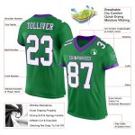Custom Personalized Football Jersey - Grass Green White Purple Mesh, Team Name & Number Personalized Grass Green White-Purple