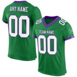 Custom Personalized Football Jersey - Grass Green White Purple Mesh, Team Name & Number Personalized Grass Green White-Purple