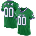 Custom Name and Number Authentic Throwback Football Jersey - Personalized Green White-Purple Mesh Team Jersey Personalized