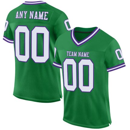 Custom Name and Number Authentic Throwback Football Jersey - Personalized Green White-Purple Mesh Team Jersey Personalized
