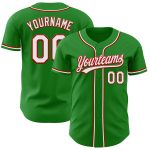 Custom Name Number Baseball Jersey - Personalized Grass Green White Red Authentic Team Jersey Personalized Grass Green White-Red
