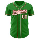Custom Name Number Baseball Jersey - Personalized Grass Green White Red Authentic Team Jersey Personalized Grass Green White-Red