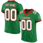 Personalized Authentic Football Jersey in Grass Green with White and Red Mesh Personalized Grass Green White-Red Mesh Authentic