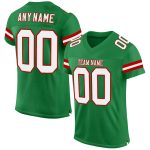 Custom grass green, white and red football jersey