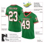 Customizable Grass Green White-Red Football Jersey with Name & Number - Authentic Throwback Style Personalized Grass Green