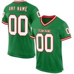 Customizable Grass Green White-Red Football Jersey with Name & Number - Authentic Throwback Style Personalized Grass Green