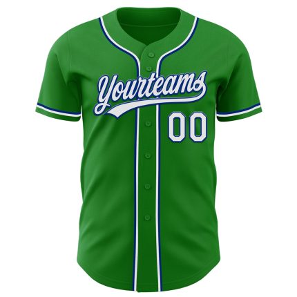 Custom Name and Number Baseball Jersey - Personalized Green and White-Royal Authentic Team Jersey Personalized Grass Green