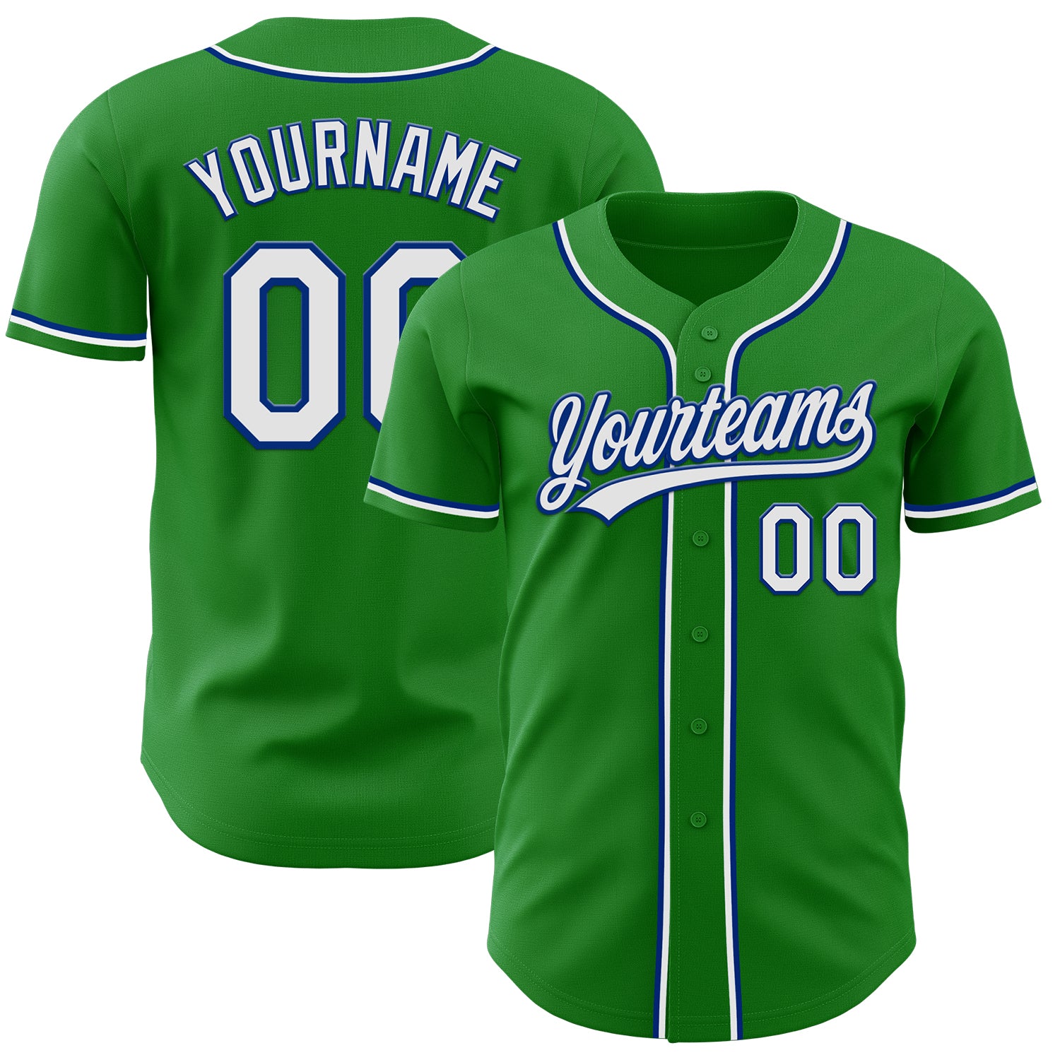 Custom Name and Number Baseball Jersey - Personalized Green and White-Royal Authentic Team Jersey Personalized Grass Green