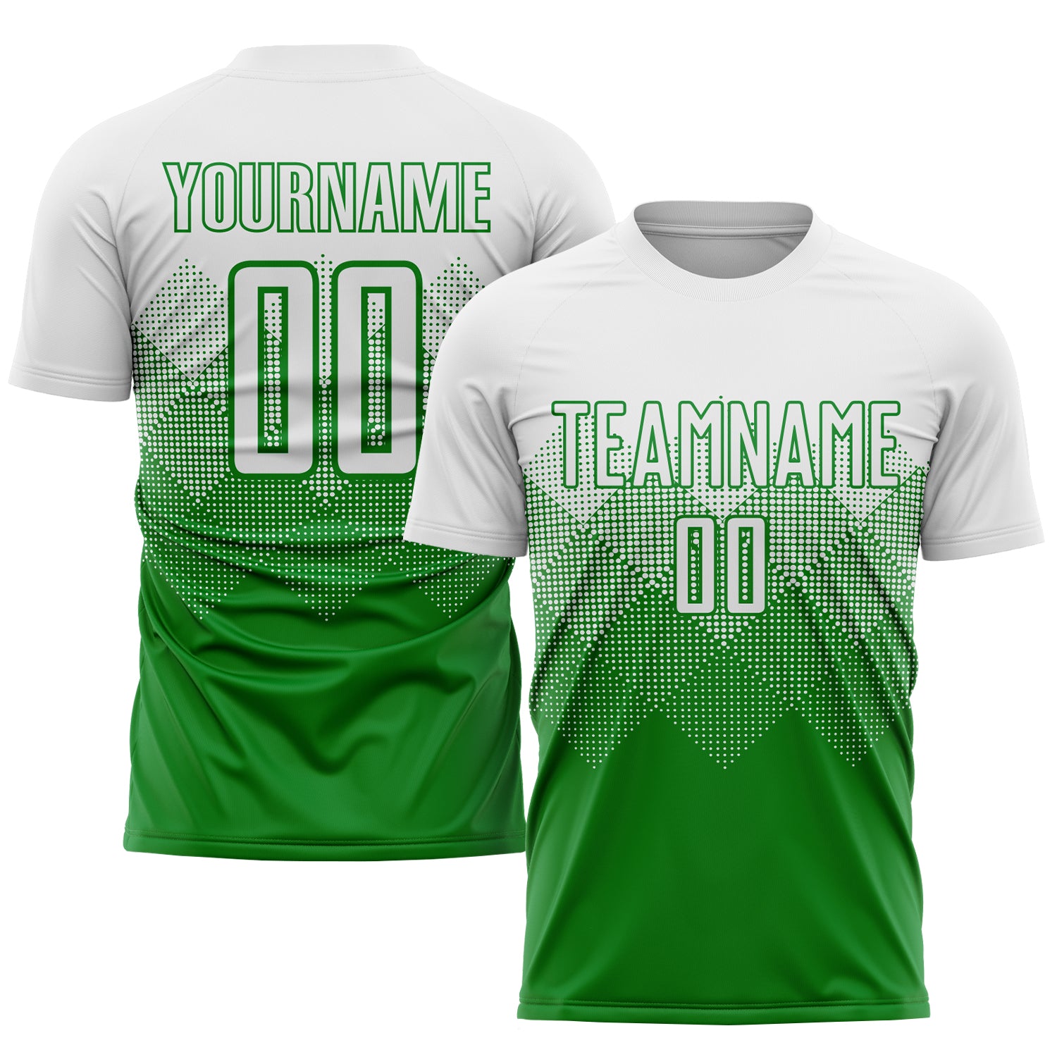 Custom Name and Number Soccer Jersey - Personalized Grass Green White Sublimation Uniform Team Wear Personalized Grass Green