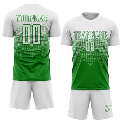 Custom Name and Number Soccer Jersey - Personalized Grass Green White Sublimation Uniform Team Wear Personalized Grass Green