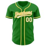 Custom Name and Number Baseball Jersey - Personalized Grass Green White-Yellow Team Jersey Personalized Grass Green White-Yellow
