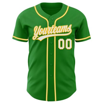 Custom Name and Number Baseball Jersey - Personalized Grass Green White-Yellow Team Jersey Personalized Grass Green White-Yellow