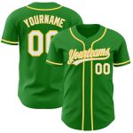 Custom Name and Number Baseball Jersey - Personalized Grass Green White-Yellow Team Jersey Personalized Grass Green White-Yellow