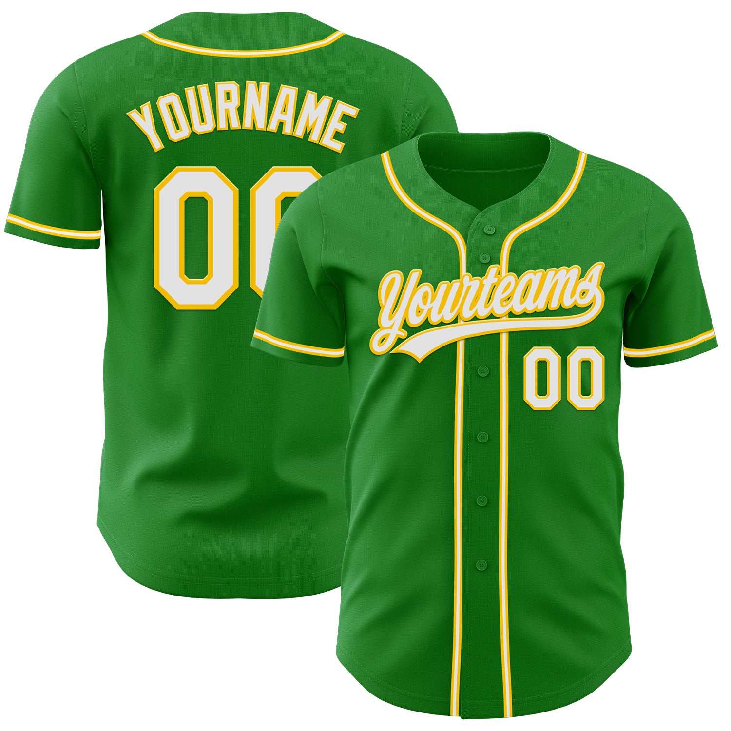 Custom Name and Number Baseball Jersey - Personalized Grass Green White-Yellow Team Jersey Personalized Grass Green White-Yellow