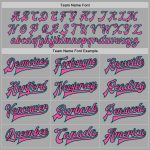 Custom Personalized Varsity Letterman Jacket Gray Aqua Black-Pink Full-Snap Bomber with Team Name and Number Personalized