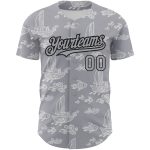 Custom 3D Pattern Gray Black Baseball Jersey with Boats and Fish - Personalized Team Jersey with Name and Number Personalized