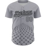 Custom Name Number 3D Geometric Pattern Baseball Jersey - Personalized Gray Black Authentic Team Design Personalized Gray
