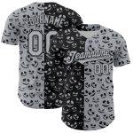 Custom Name and Number Rave Pumpkin Halloween Baseball Jersey - Personalized Gray Black 3D Pattern Design Personalized Gray