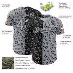 Custom Name and Number Rave Pumpkin Halloween Baseball Jersey - Personalized Gray Black 3D Pattern Design Personalized Gray