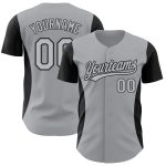 Custom Name and Number Authentic Baseball Jersey with Gray Black 3D Pattern Side Stripes Personalized Gray Black 3D Pattern