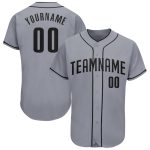Custom Name and Number Personalized Baseball Jersey in Gray and Black - Authentic Team Apparel Personalized Gray Black Authentic