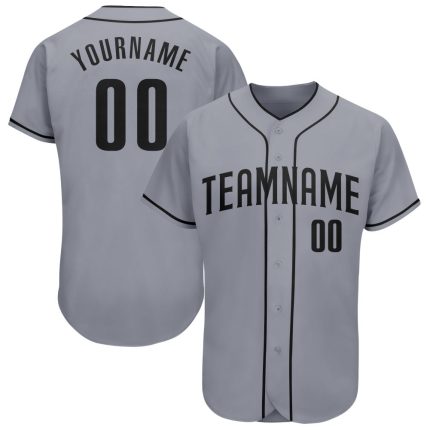 Custom Name and Number Personalized Baseball Jersey in Gray and Black - Authentic Team Apparel Personalized Gray Black Authentic