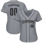 Custom Name and Number Personalized Baseball Jersey in Gray and Black - Authentic Team Apparel Personalized Gray Black Authentic