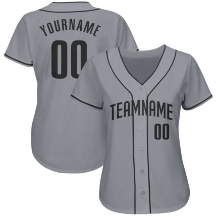 Custom Name and Number Personalized Baseball Jersey in Gray and Black - Authentic Team Apparel Personalized Gray Black Authentic