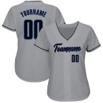 Custom Name and Number Authentic Baseball Jersey - Personalized Gray Black-Blue Team Jersey Personalized Gray Black-Blue