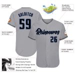 Custom Name and Number Authentic Baseball Jersey - Personalized Gray Black-Blue Team Jersey Personalized Gray Black-Blue