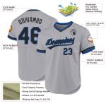 Custom Authentic Baseball Jersey - Personalized Gray Black-Blue Design with Team Name and Number Personalized Gray Black-Blue
